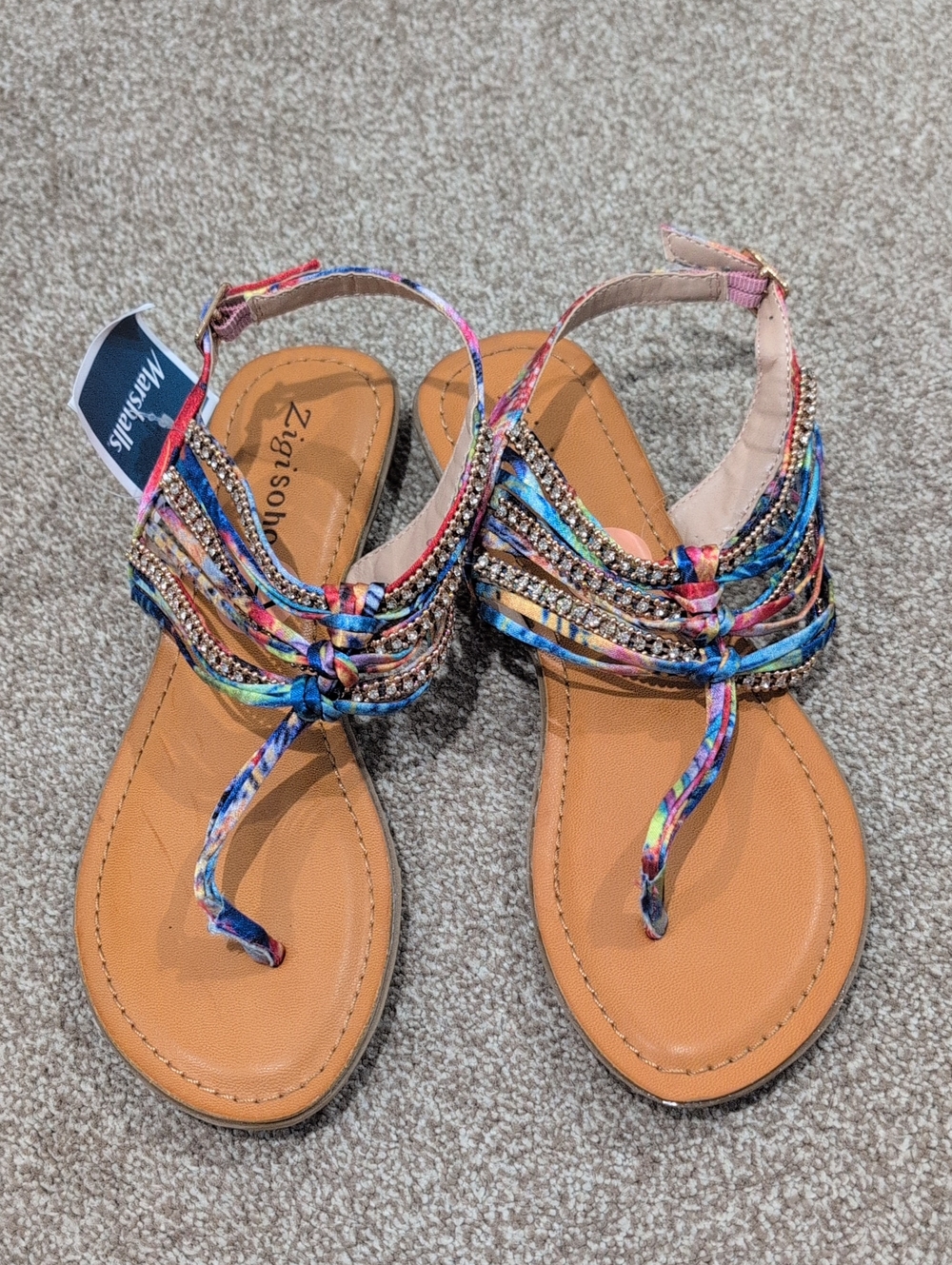 NWT Zigi Soho Multicolor Beaded Women’s T-Strap Sandals